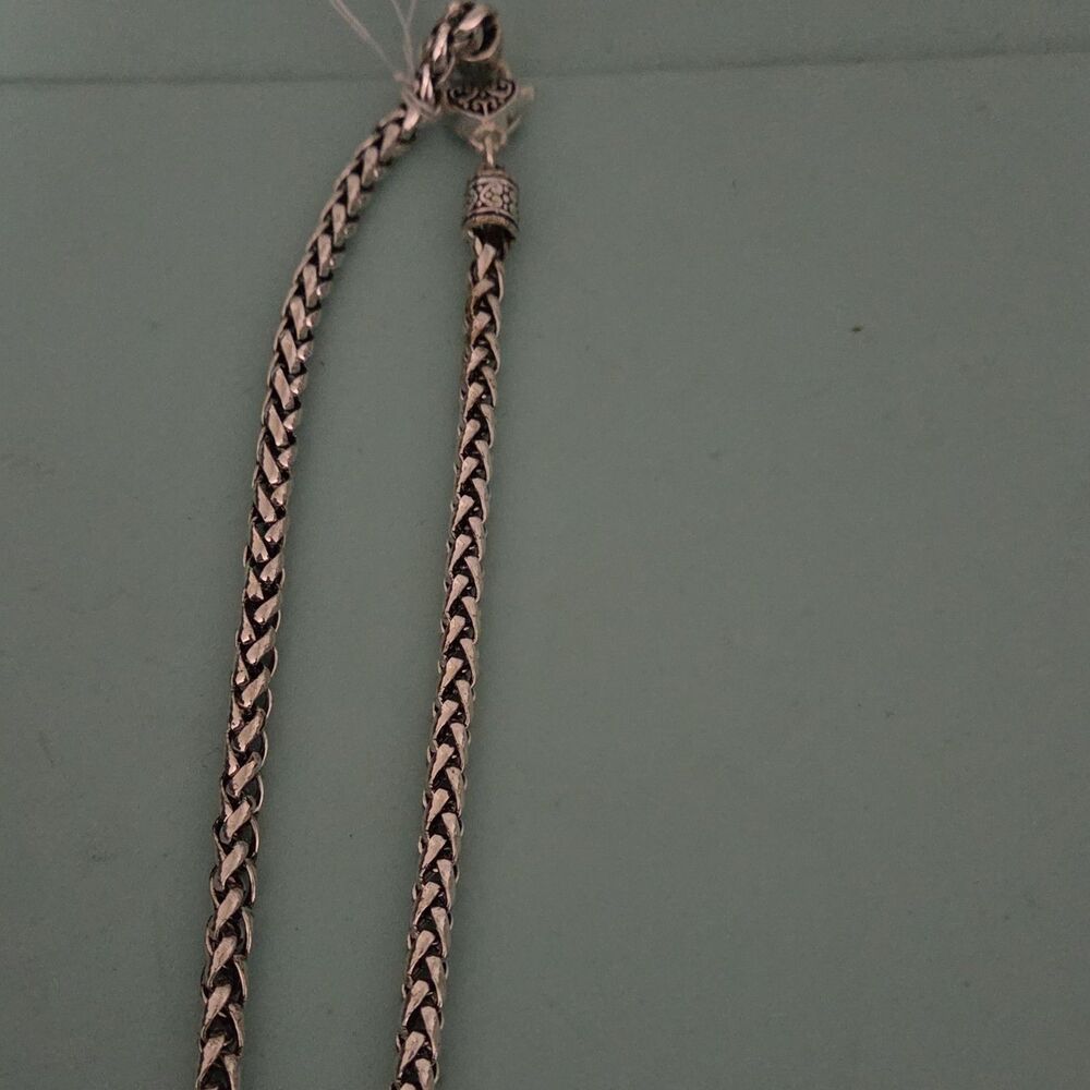 Silver Tone Braided Chain Necklace Heart Toggle Closure Metal No Stone